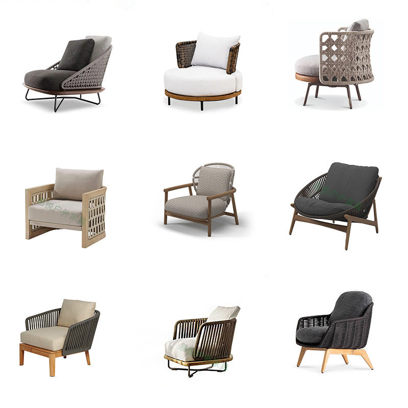 户外绳编沙发庭院别墅休闲藤编柚木沙发防水花园露台实木沙发组合,住宅家具,户外沙发,淘宝优惠券,粉丝福利购,淘宝优惠卷