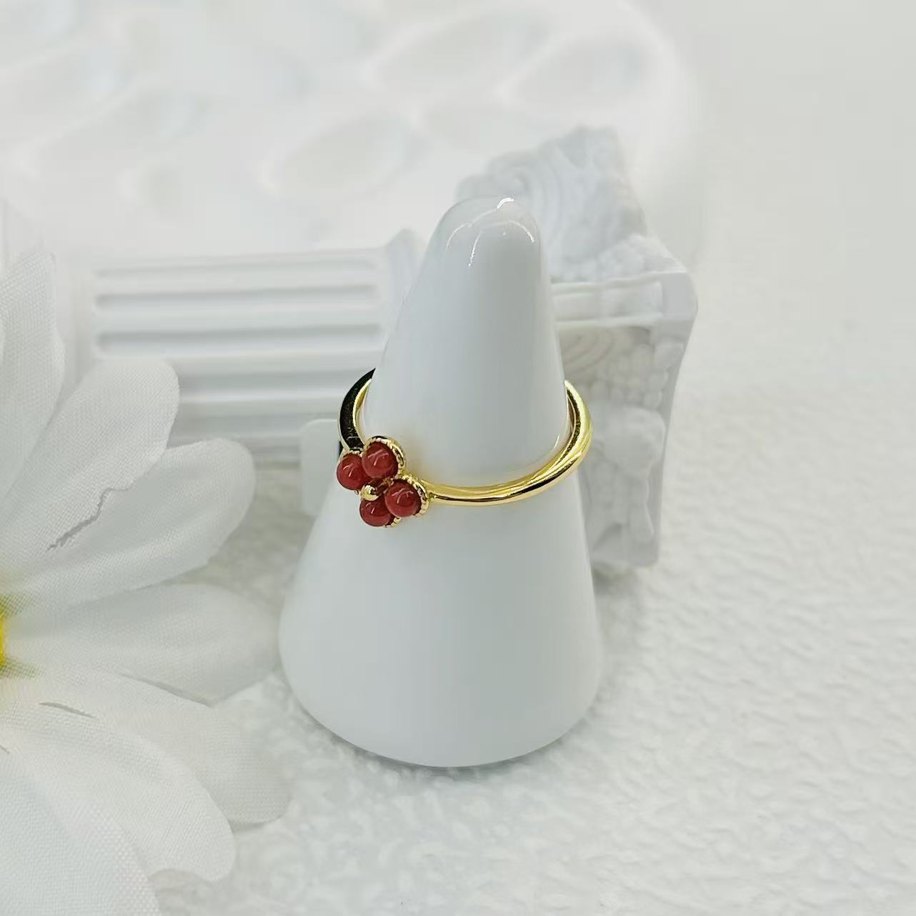 【舒帝来了】珊瑚DIY戒指 珊瑚约2.5mm XQ0022