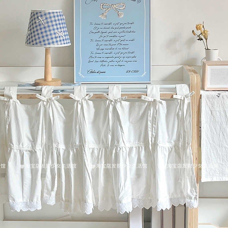 柜帘遮挡帘ins奶油风挂布半遮光厨房卧室柜子穿杆半帘免打孔门帘