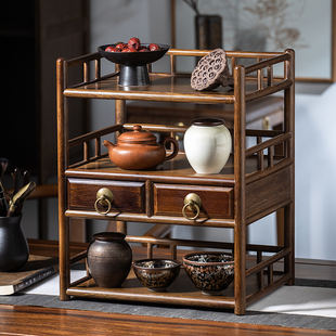 博古架实木中式桌面小型茶架茶杯架子茶具收纳架茶桌上茶壶置物架
