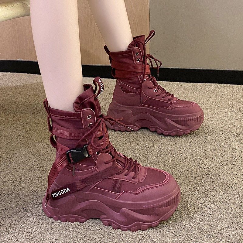 高帮女鞋老爹鞋女2024新款春季爆款安可拉红马丁靴女厚底增高短靴,女鞋,骑士靴,淘宝优惠券,粉丝福利购,淘宝优惠卷