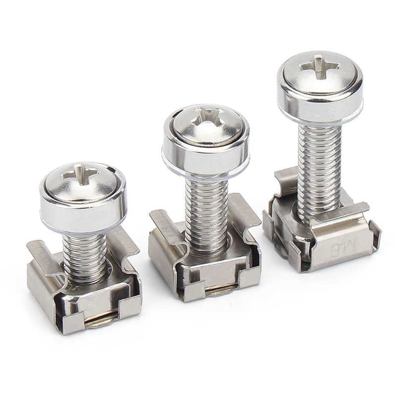 304不锈钢卡式螺母浮动笼式铁皮卡扣螺母皇冠螺丝机柜螺钉M4M5M6