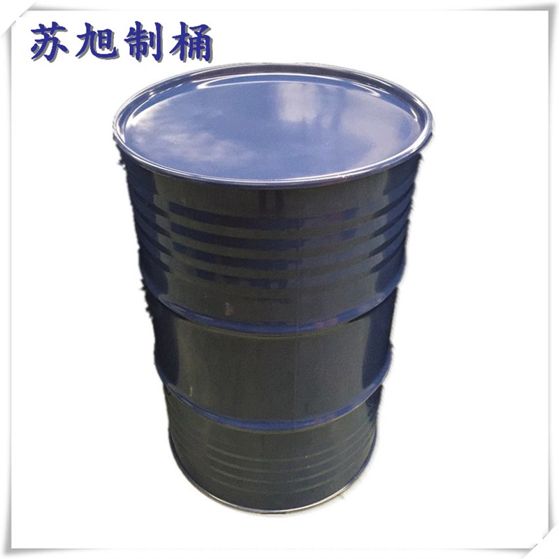 200L油桶深蓝色大铁桶水桶开口桶汽油柴油桶消防装饰道具化工18kg