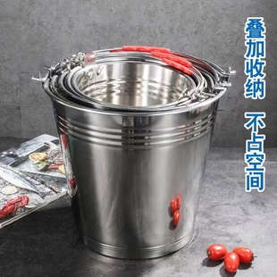 幼儿园桶红桶冰桶家用卤桶提油桶喜桶食堂桶厨房 不锈钢水桶手提式