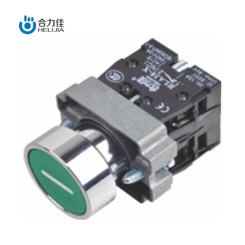 合力佳XB2绿底横杠符号停止按钮自复位点动按钮开关22mm平头