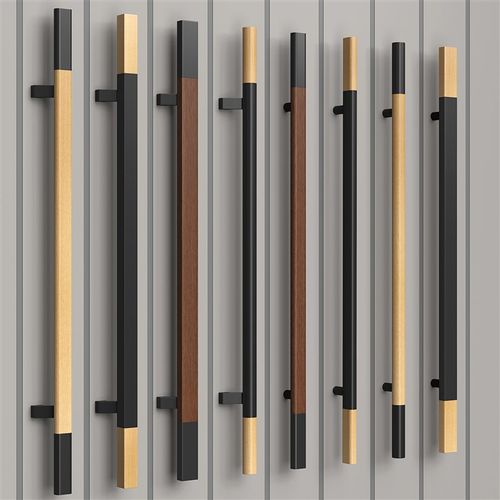 简约实木拉手店铺玻璃门原木把手酒店会议室胡桃木色拉手实木扶手