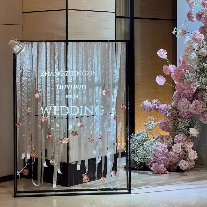 婚庆道具指示牌活动方形展架方形拱门铁艺架子迎宾牌铁架黑色方框