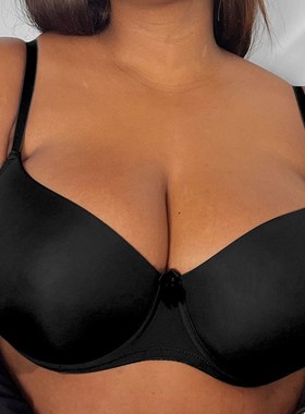 85-100黑色光面大罩杯大牛围300斤欧美波霸定型内衣文胸一件定制