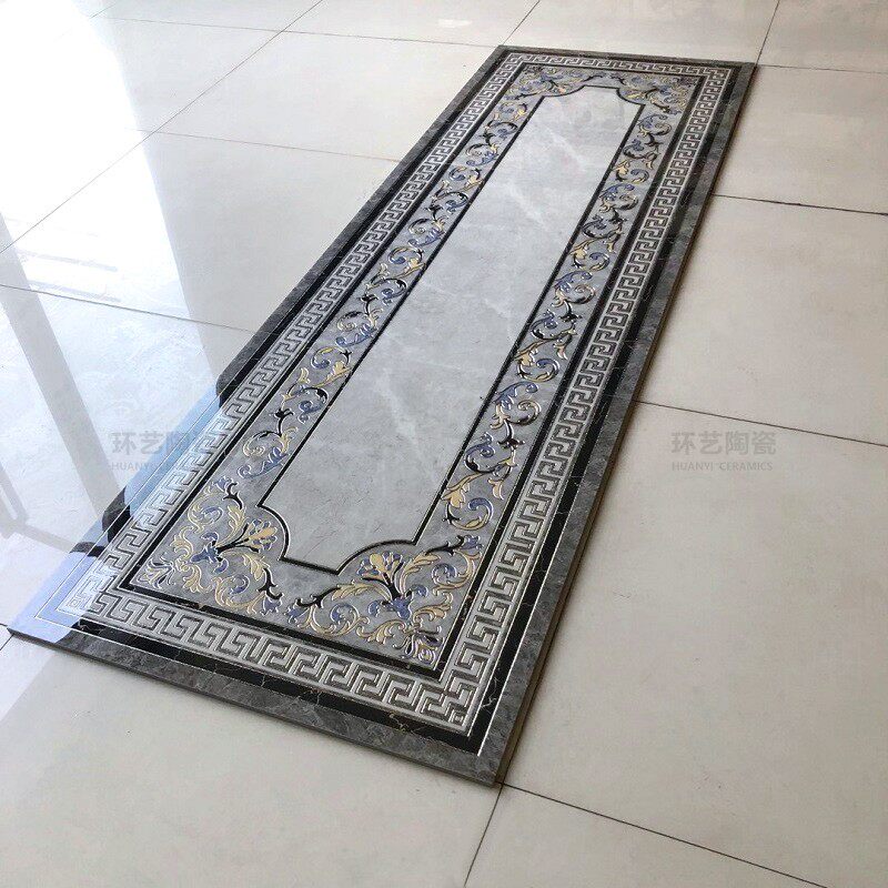 走廊过道拼花瓷砖800宽地砖拼B花客厅进门入户玄关拼花图案造型砖