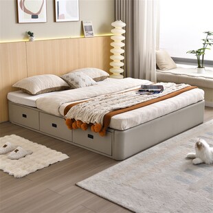无床头地台床可储物定制任意尺寸单双人床主卧带抽屉落地榻榻米床