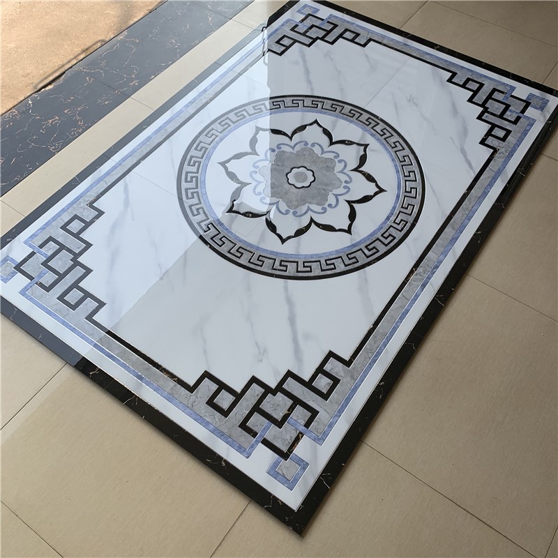 加厚微晶石地拼花瓷砖800x800新中式客厅餐厅地砖拼图地毯抛晶砖