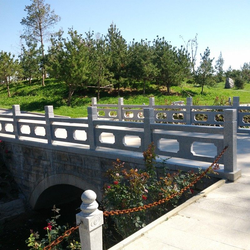 石雕汉白玉栏杆花岗岩栏板学校升旗台围栏河道桥护栏设计中式浮雕