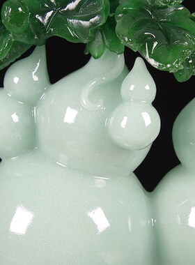 福禄招财葫芦摆件中式客厅玄关酒柜装饰品送新房入伙乔迁新居礼物