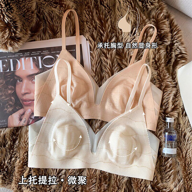 夏季超薄透气内衣女蕾丝金线微聚拢无钢圈防下垂收副乳文胸罩