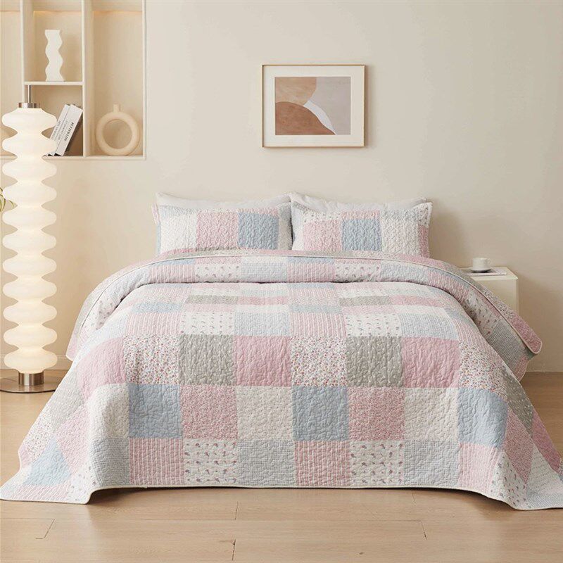 双面纯棉绗缝夹棉床盖韩式田园风大尺寸床单可水洗机洗可搭配枕套