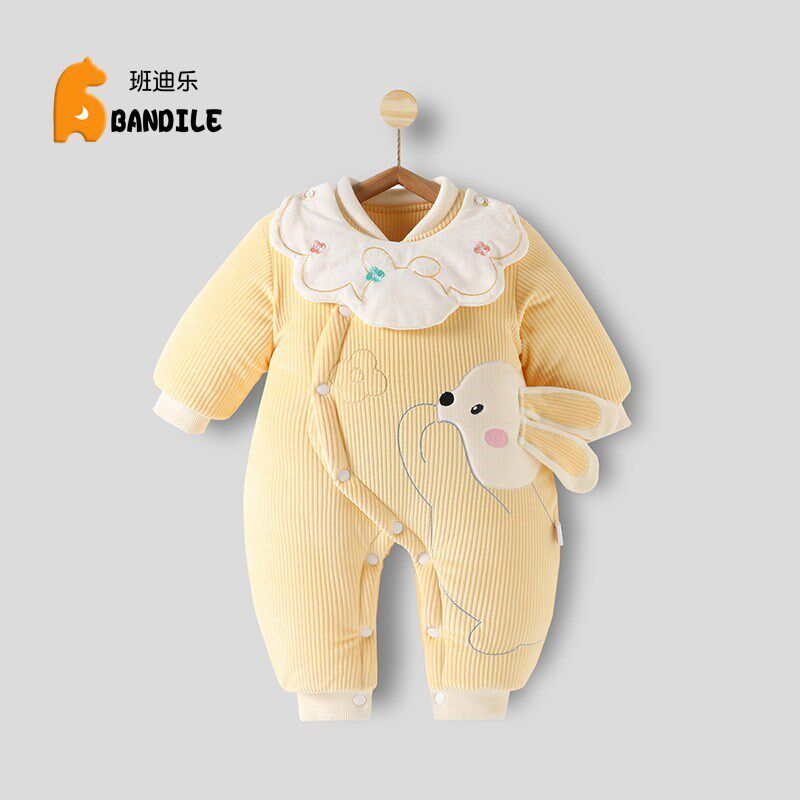 新生儿连体衣保暖加厚秋冬季男女宝宝棉服套装哈衣婴儿夹棉外出服