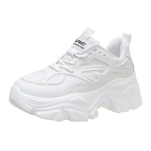 10cm内增高小白鞋女2025春季新款厚底休闲运动松糕鞋黑色老爹鞋