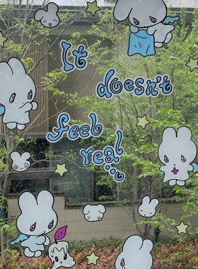 onionion*鸟鸟一 天使小兔主题氛围装饰玻璃贴窗花