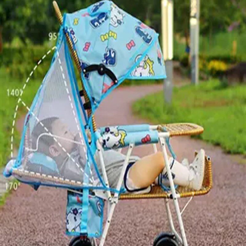 婴儿车推车竹藤可坐可躺彷藤车轻便竹编车可折叠宝宝夏天藤椅