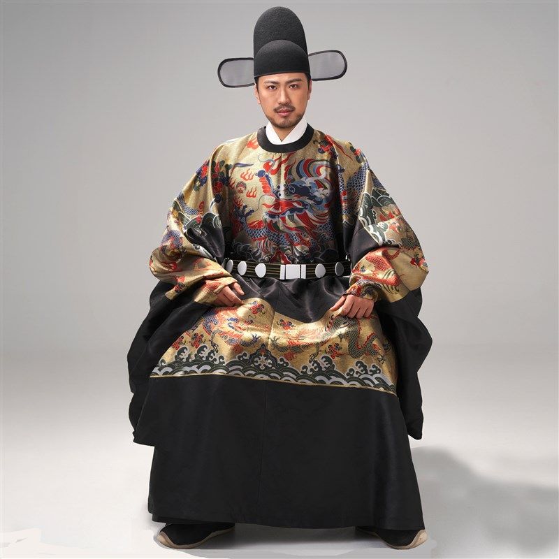 明制圆领袍二品飞鱼纹赐服官服满地金中式婚礼主持人男定制寅鳞生