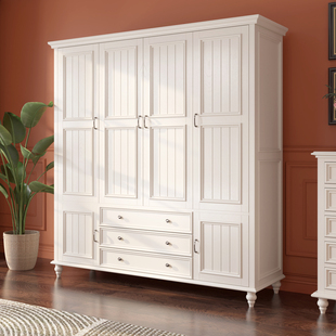 美式衣柜现代简约实木对开门储物收纳柜小户型家用定制衣帽间衣橱