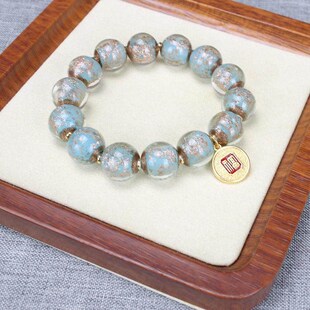 北京景区潭柘时来运转香灰琉璃珠手串吞金兽手链U本命年十全十美