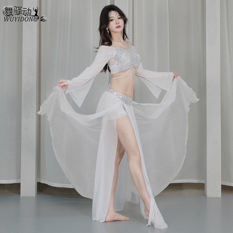 肚皮舞表演服新款秋冬小众设计舞台亮片网纱舞蹈服装练功服班服女