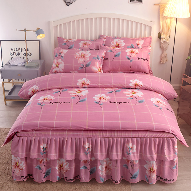 床单被套床上用品四件套全棉欧式床结婚庆床罩床裙款简约被罩