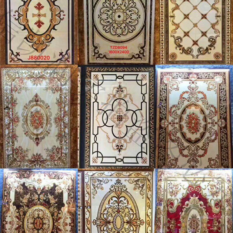 瓷砖抛晶砖金微晶石拼花客厅过道玄关地砖拼图瓷砖地花心砖地毯花