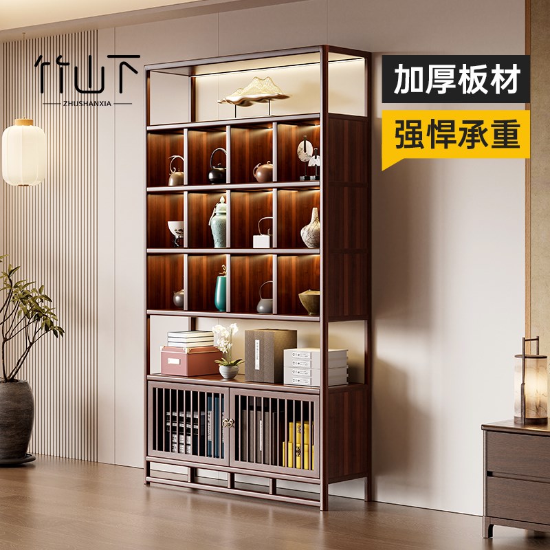 博古架中式茶叶茶具茶柜展示柜茶室置物架多N宝阁隔断摆件架收纳