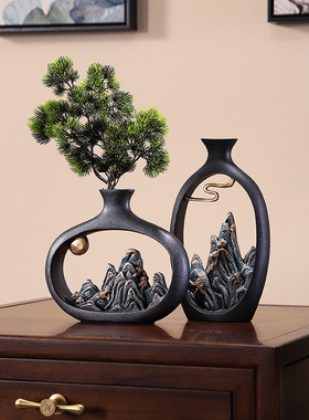 新中式博古架酒柜装饰品客厅茶几餐桌家居摆设茶室书柜摆件