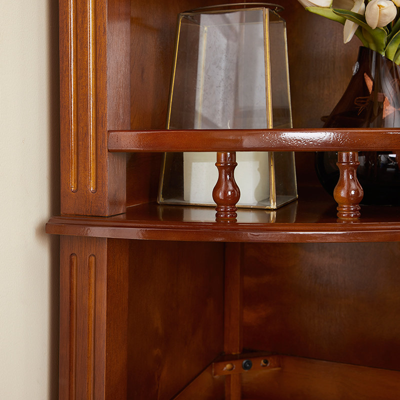 欧式实木置物架餐厅客厅墙角卧室转角柜矮柜餐边三角柜收纳整理架