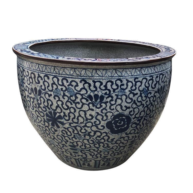 种树花盆陶瓷鱼缸60大号特大荷花睡莲盆缸80青花瓷老式水缸庭院50