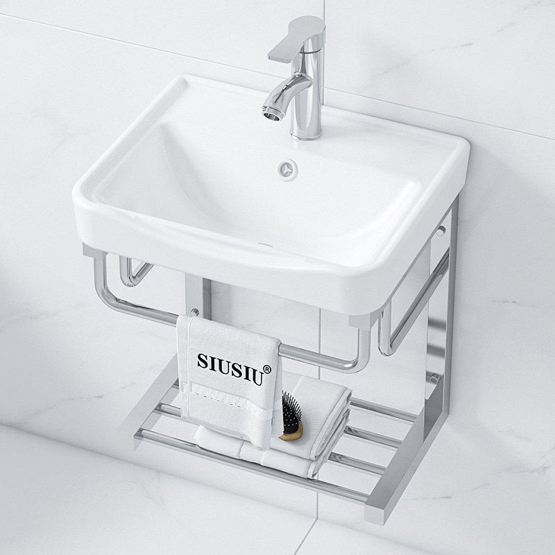 陶瓷小号挂盆不锈钢支架壁挂墙式洗脸盆洗漱洗手盆洗手池水盆