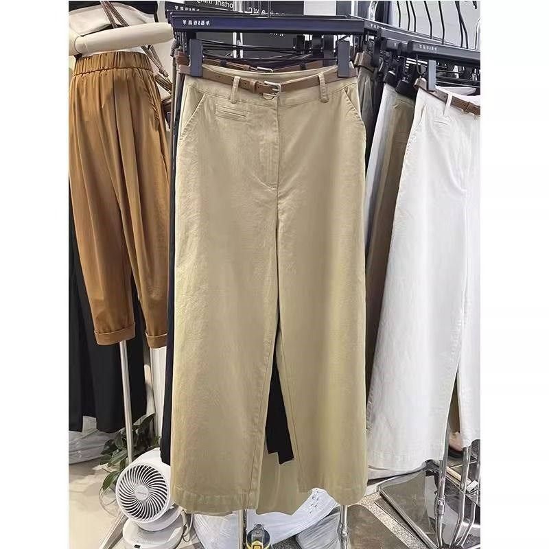 小个子日系水洗棉显瘦直筒九分裤女2025春夏薄款八分窄版阔腿裤xs