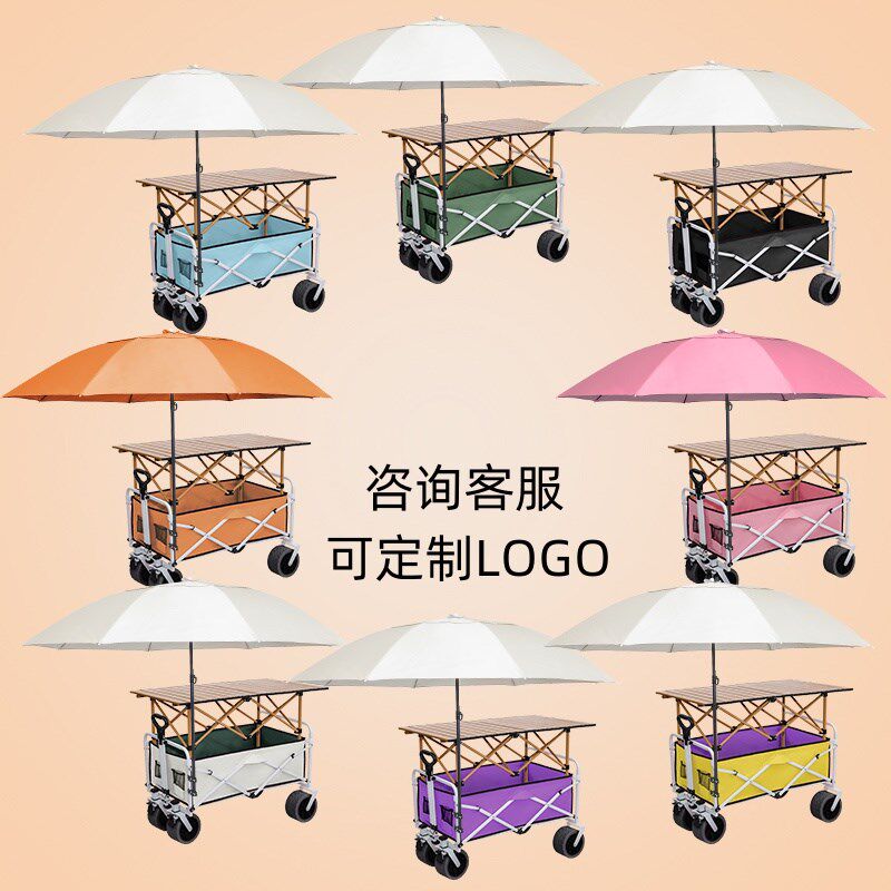 摆摊小推车地摊折叠桌烤肠专用手推车移动野餐车户外露营车遮阳伞