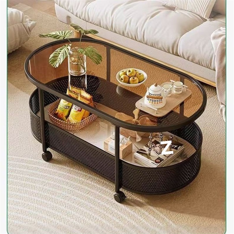 奶油风轻便可移动边几小户型客厅茶几沙发侧边带轮简约收纳小推车