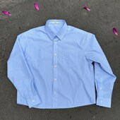 Erole 60支纯棉轻薄编织条纹衬衫 短宽高知风慵懒松弛蓝色百搭衬衣