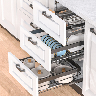 小尺寸拉篮厨房橱柜450柜体400碗碟350碗篮双层抽屉式500窄柜碗柜