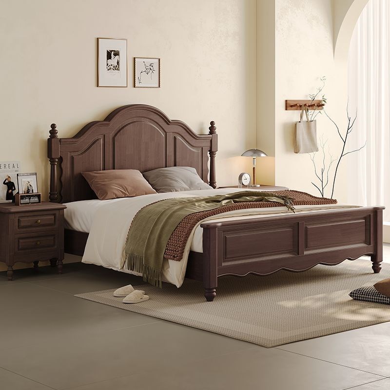 网红全实木床1.8米黑胡桃木色婚床美式1.5m高箱双人床2米主卧大床