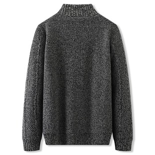 毛衫 开衫 特大号肥佬宽松半高领加绒拉链毛线衣 男士 秋冬保暖加大码