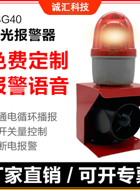 声光语音报警器220Vo24V12V闪叉车载警示爆闪信号警报灯喇叭DSG40