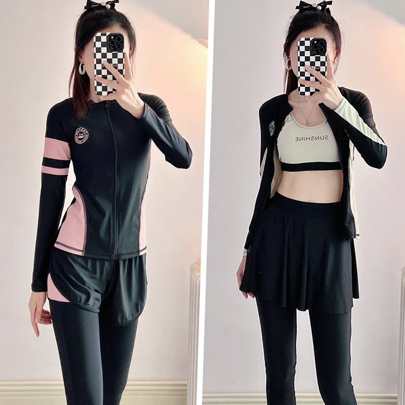 高级感泳衣女款分体2025u新款大码保守长袖防晒长裤冲浪浮潜水母