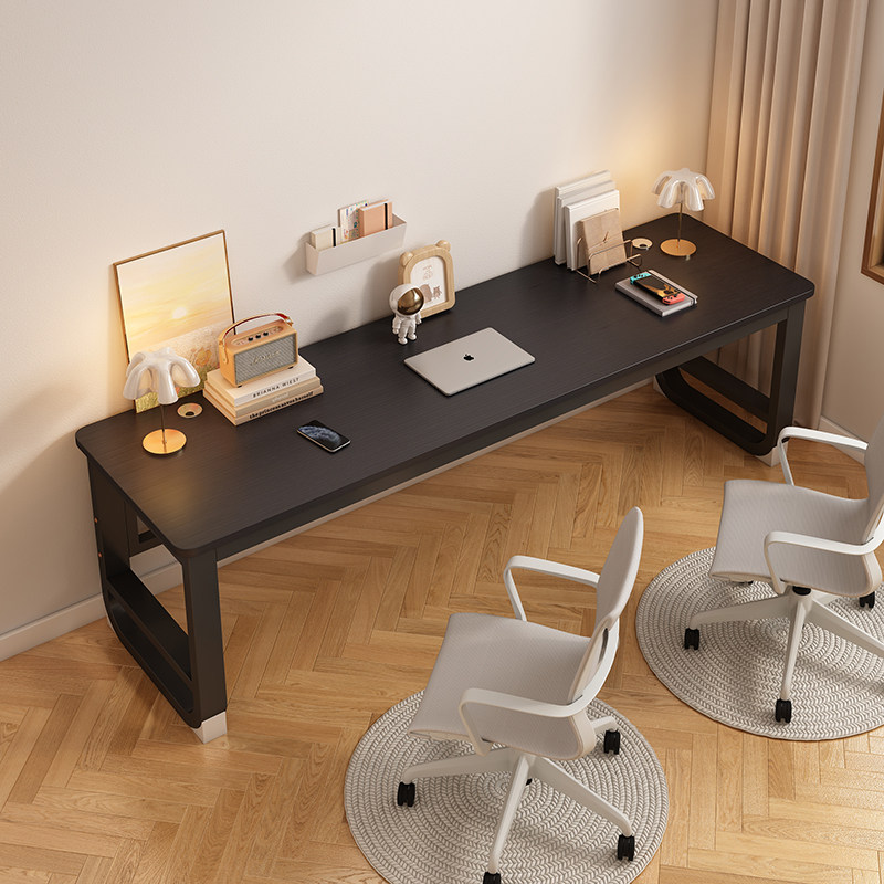 简约台式办公电竞电脑桌笔记本家用双人J学习台灯小书桌一体长条