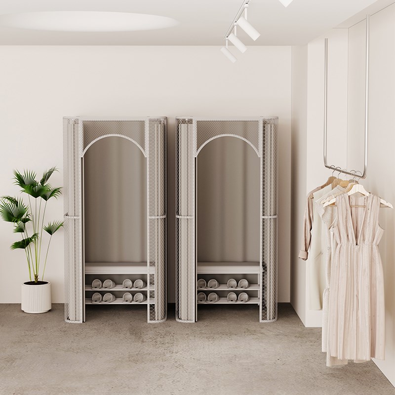 简易服装店移动试衣间商场落地式更衣室临时活动换衣间门帘展示架