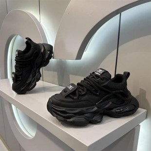 2024新款薄款小白鞋增高透气网面鞋子男款夏季厚底老爹鞋百搭男鞋