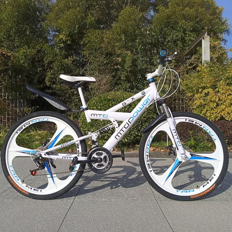 前后双减震山地车双碟刹山地自行车带后座男女变速单车学生越野车