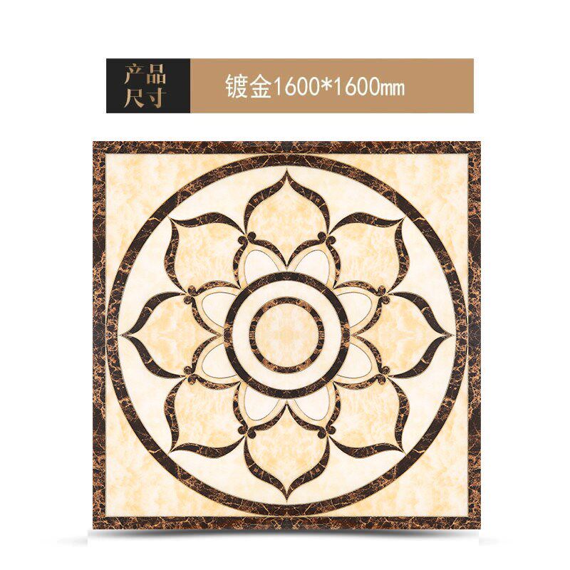定制金色莲花拼花地砖佛系地面拼图瓷砖玄关厅堂大入户地板砖新款