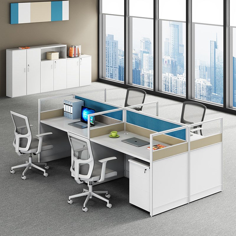 L型转角财务屏风办公桌职员工位电脑现代简约隔断卡座双四人厦门