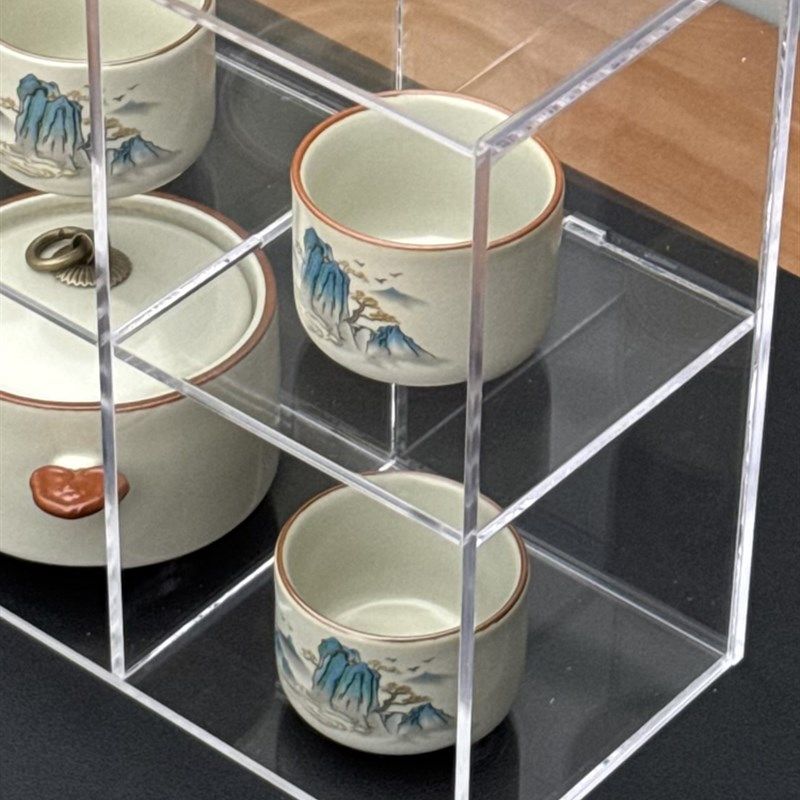 丙烯酸透明格子架水杯杯展示架茶壶茶具存储架杯子桌面存储架